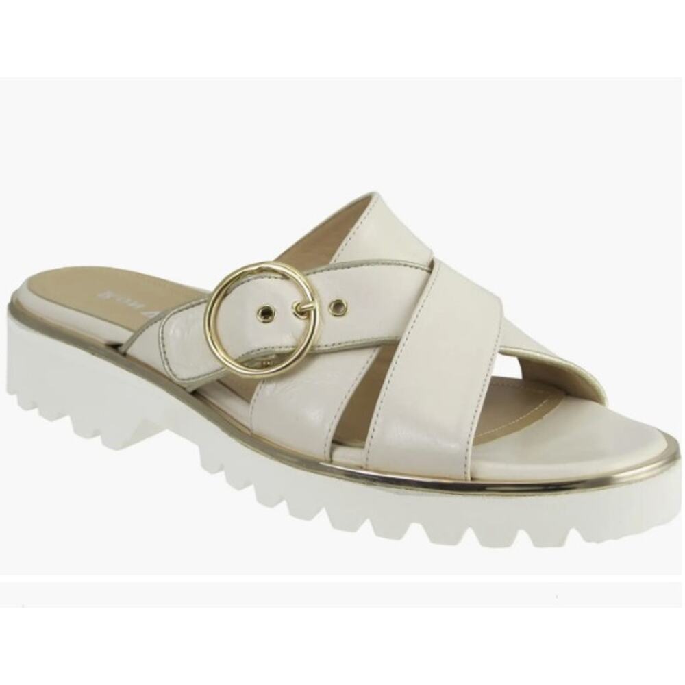 Ron White - Women's White & Caysi Slide Sandal in Ice - Athletech Size 8.5 Shoe